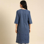 Blue Cotton Straight Kurta
