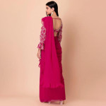 Pink Ruffled Pre-Stitched Saree
