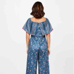 Women Blue & Red Floral Printed Basic Jumpsuit