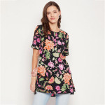 Black & Pink Floral Printed Tunic
