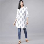 White & Blue Printed Tunic
