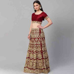 Maroon Poly Silk Aline Lehenga
