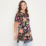 Black & Pink Floral Printed Tunic
