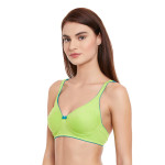 Cotton Non-Padded Wirefree Bra With Demi Cups - Green