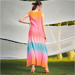 Women Pink and Blue Tie and Dye Maxi Dress