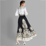 Women Black & White Ethnic Motifs Printed Maxi Dress