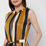 Brown & Black Striped Basic Jumpsuit