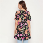 Black & Pink Floral Printed Tunic