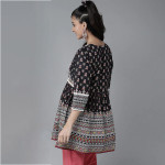 Women's Black & White Pure Cotton Printed Tunic