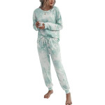 Women's Pajama Sets Tie Dye Sweatsuit Long Sleeves Pullover Sleepwear Set 2 Pcs Lounge Jogger Set Nightwear
