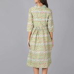 Green Floral Pure Cotton Maternity A-Line Dress