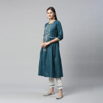Teal Silk Kurta Pant Set