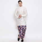 Men Blue & Pink Floral Printed Dhoti