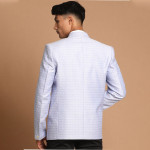 Men Lavender Coloured Self Design Single Breasted Ethnic Blazer