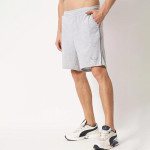 Men Grey Solid Cotton Sports Shorts