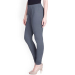 Women Grey Solid Cotton Churidar Length Leggings