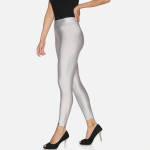 Women Silver-Colored Solid Ankle-Length Shimmer Leggings