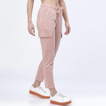Women Rose Solid Slim-Fit Cargo Track Pants