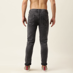 Men Black Skinny Jackson Fit Light Fade Stretchable Jeans