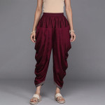Women Maroon Solid Dhoti Salwar