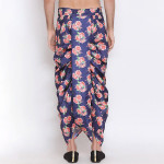 Men Blue & Pink Floral Printed Dhoti