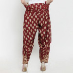 Women Maroon & Gold-Coloured Foil Print Salwar & Dupatta Set