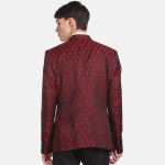 Men Maroon Printed Bandhgala Blazer