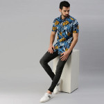 Blue Printed Casual Shirt