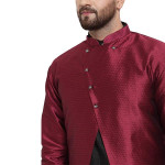 Cream-coloured, maroon and gold solid stitched