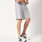 Men Grey Solid Cotton Sports Shorts